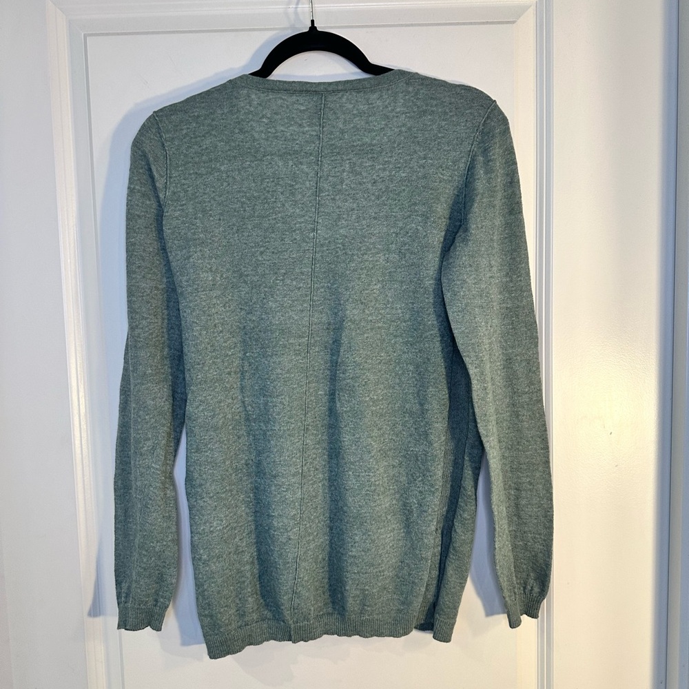 GAP Green Linen Blend V- Neck Long Sleeve Sweater, size Medium - Picture 6 of 9